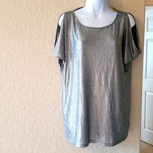 Michael Kors sparkly silver shirt with shoulder cutouts